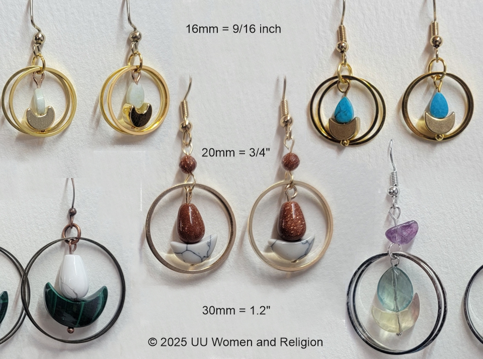 UU Chalice and double circle earrings blue white and silver