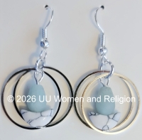 UU Chalice and double circle earrings blue white and silver